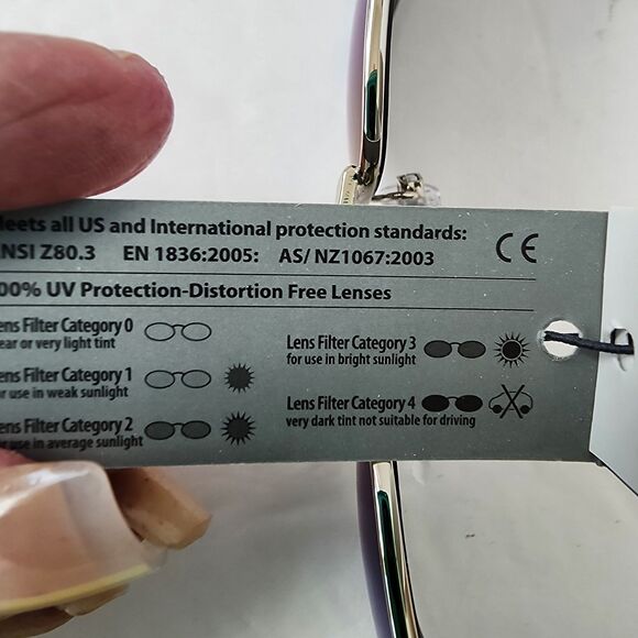 NYS Collection Sunglasses 4220 Cat 3 Blue Reflective Lenses Silvertone Frame - Picture 9 of 16